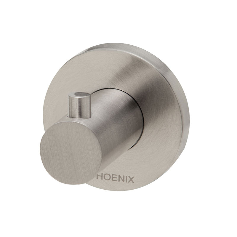 Phoenix Radii Robe Hook with Round Plate - Brushed Nickel