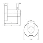Phoenix Radii Robe Hook Round Plate - Brushed Gold Specification