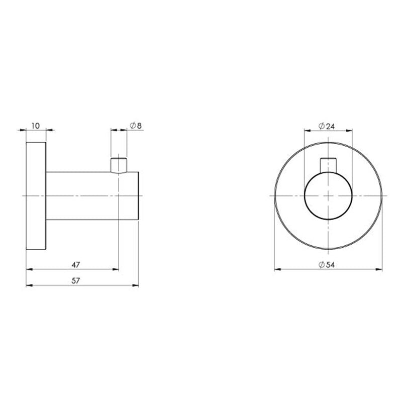 Phoenix Radii Robe Hook with Round Plate - Brushed Nickel
