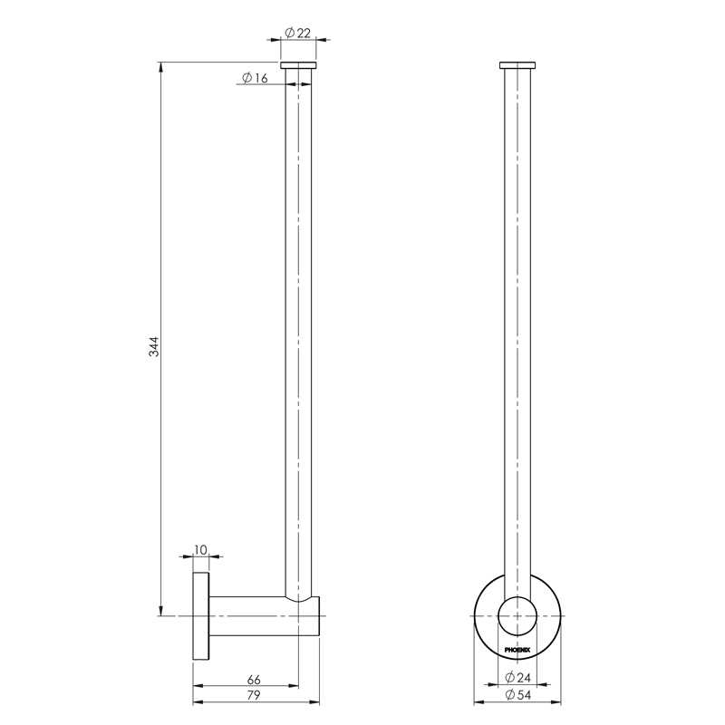 Phoenix Radii Spare Toilet Roll Holder with Round Plate - Chrome