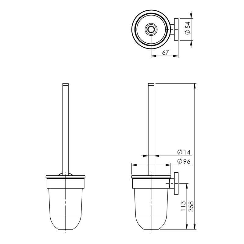 Phoenix Radii Toilet Brush & Holder - Round
