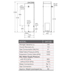 Rheem 135L Gas Storage Water Heater Specification