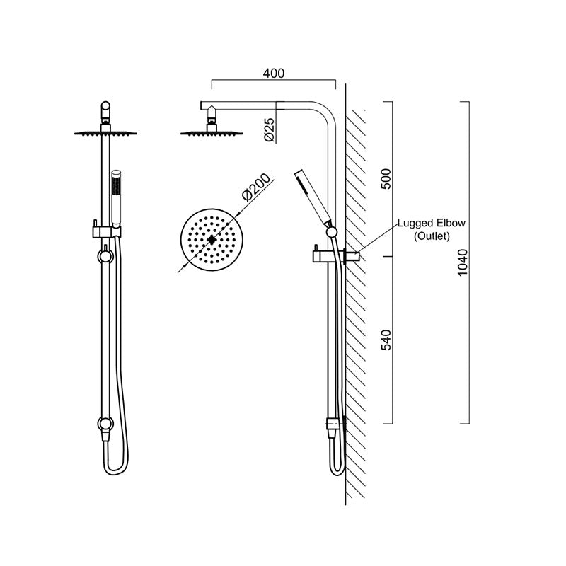 Gareth Ashton 316 Arch Rail & Hand Shower Set Specification