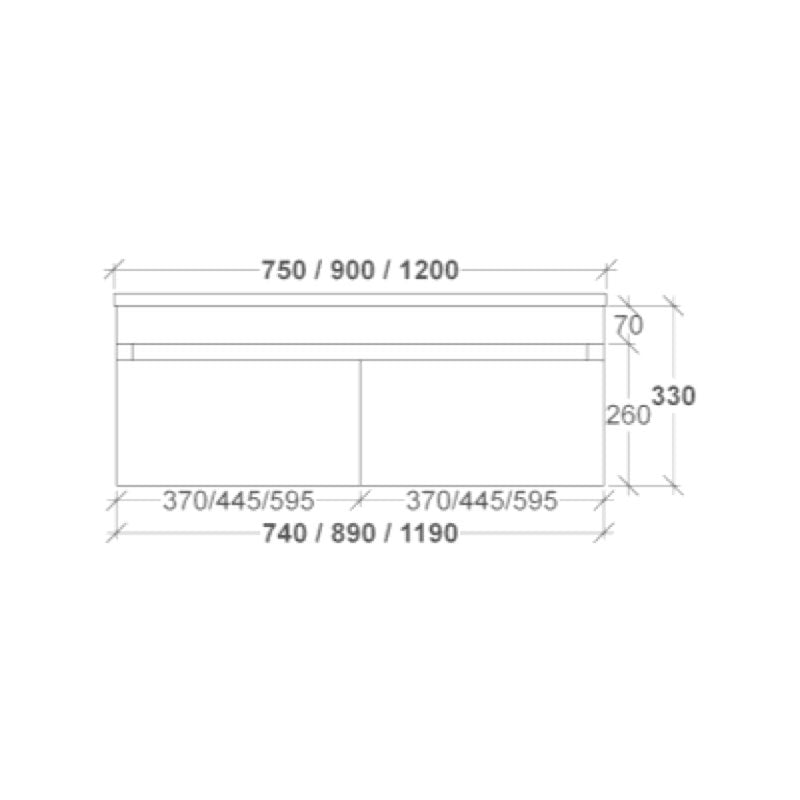 Rifco Allure Wall Hung Vanity -1200mm Spec