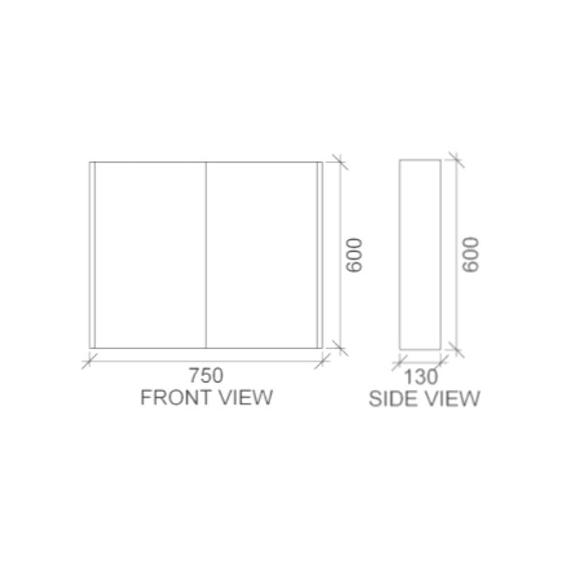 Rifco Commodore Mirror Cabinet-750mm Spec