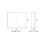 Rifco Commodore Mirror Cabinet-750mm Spec