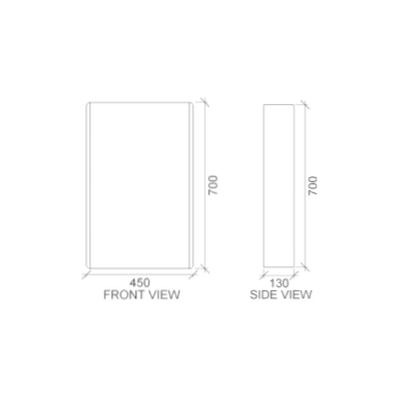 Rifco Jett Mirror Cabinet-450mm Spec