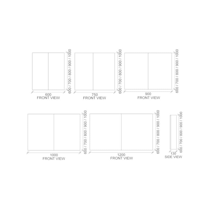 Rifco Overlay Standard 1000 High Shaving Cabinet Double Door Spec