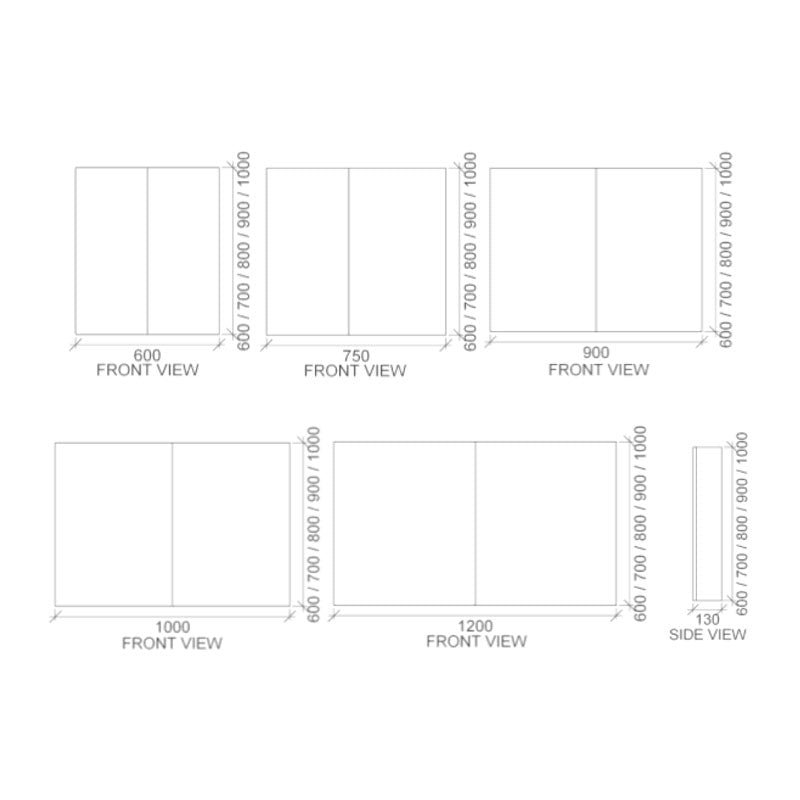 Rifco Overlay Standard 900 High Shaving Cabinet Double Door Spec