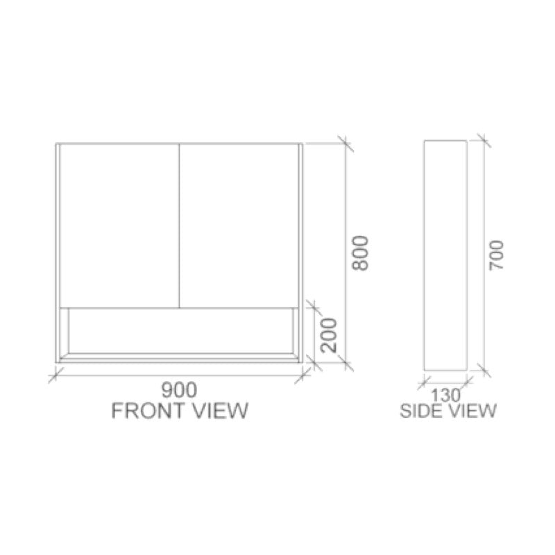 Rifco Pacific Mirrored Cabinet-900mm Spec