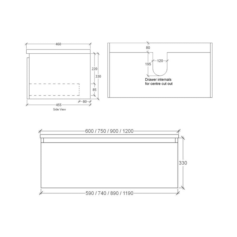 Rifco Platinum 1200 Wall Hung Vanity Spec