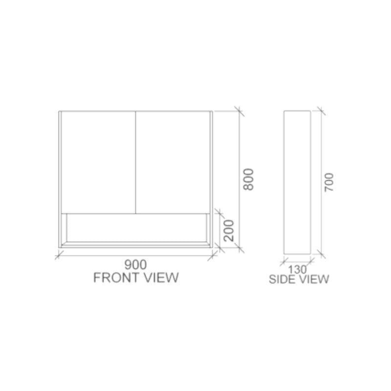 Rifco Reflect T2 Cabinet-900mm Spec