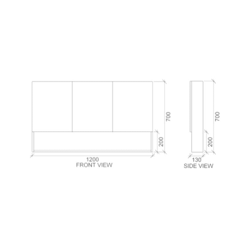 Rifco Sleek Reflect Mirrored Cabinet-1200mm Spec