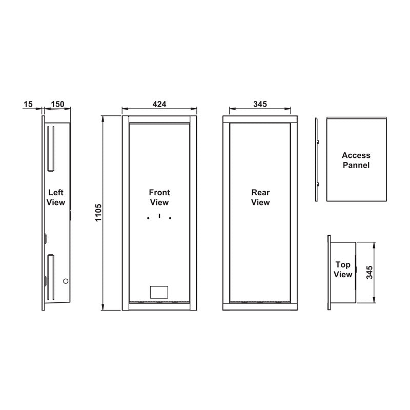 Rinnai 16-26l 424mm Galvanised Recess Box Specification