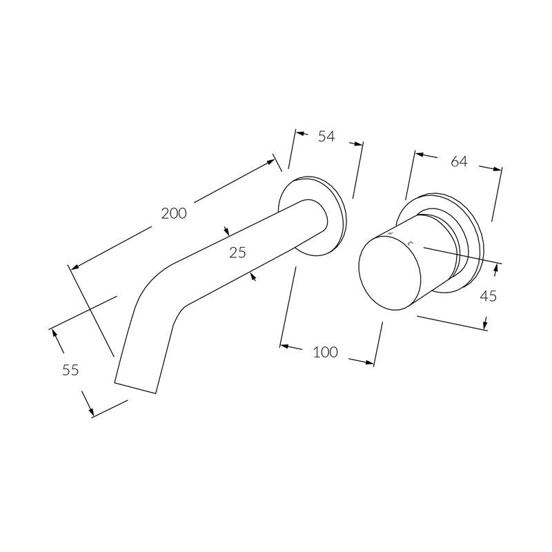 Sussex Circa Wall Bath Mixer System 200mm - Chrome Specification