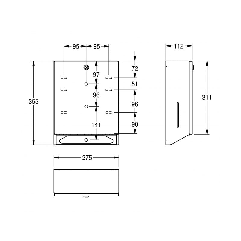 Franke Rodan Stainless Steel Paper Towel Dispenser Specification