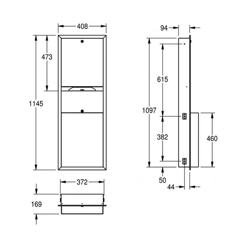 Franke Rodan Recessed Paper Towel Dispenser & Waste Bin