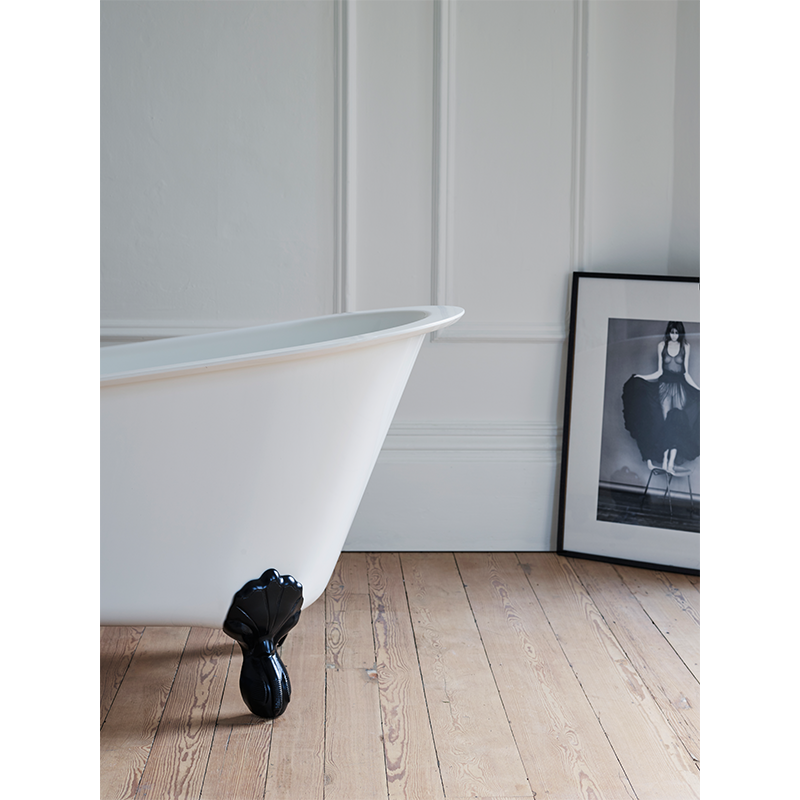 Gareth Ashton Romano Grande 1690mm Freestanding Clearstone Bath With Black Claw Feet - Gloss White