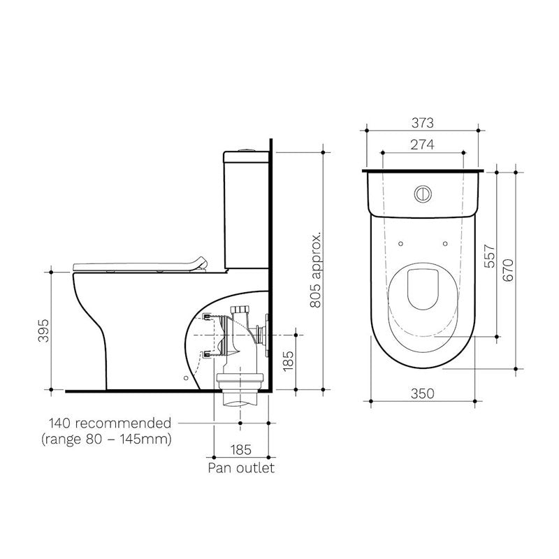 Round Back To Wall Toilet Suite Specification