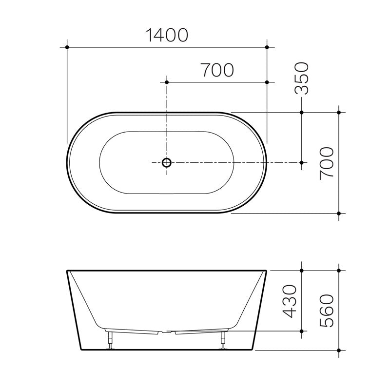 Clark Round Freestanding Bath 1400mm Specification