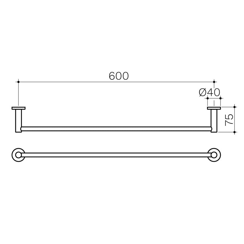 Clark Round Single Towel Rail 600mm Specification