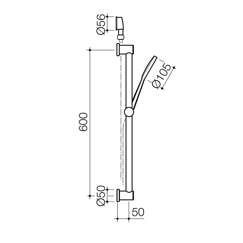 CLARK Round Basic Rail Shower - Chrome Specification
