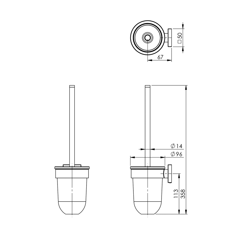 Phoenix Radii Toilet Brush & Holder - Square