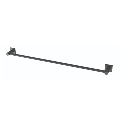 Phoenix Radii Single Towel Rail 800mm with Square Plate - Matte Black