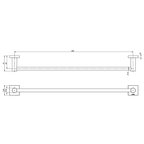 Phoenix Radii Single Towel Rail 600mm with Square Plate