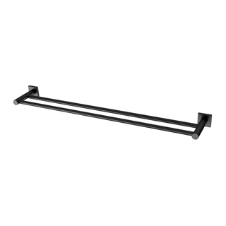 Phoenix Radii Double Towel Rail 800mm with Square Plate - Matte Black - RS812 MB