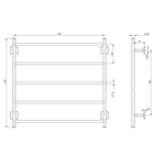 Phoenix Radii Towel Ladder 750x740 with Square Plate - Chrome