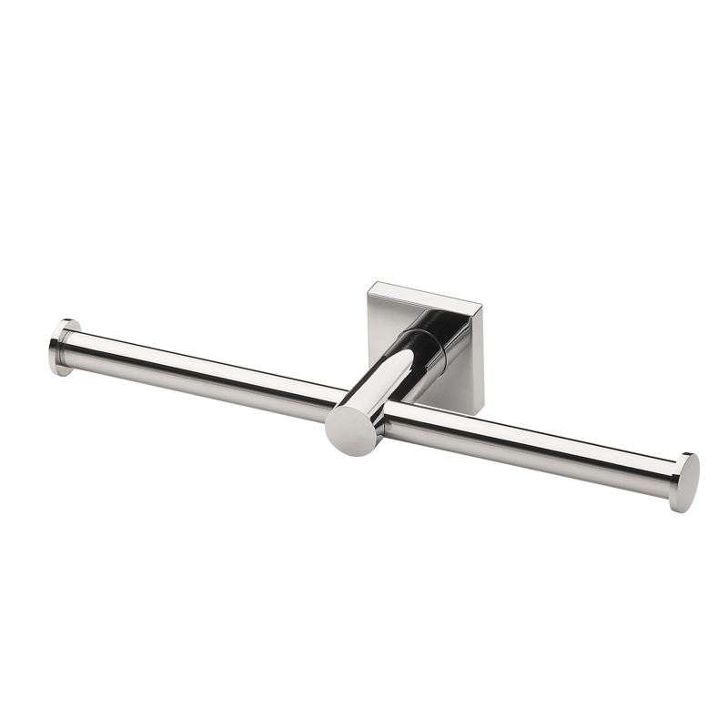 Phoenix Radii Double Toilet Roll Holder with Square Plate - Chrome