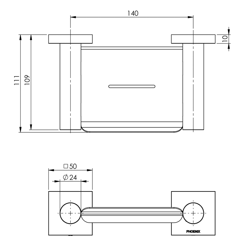 Phoenix Radii Soap Dish with Square Plate