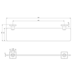 Phoenix Radii Glass Shelf with Square Plate - Chrome