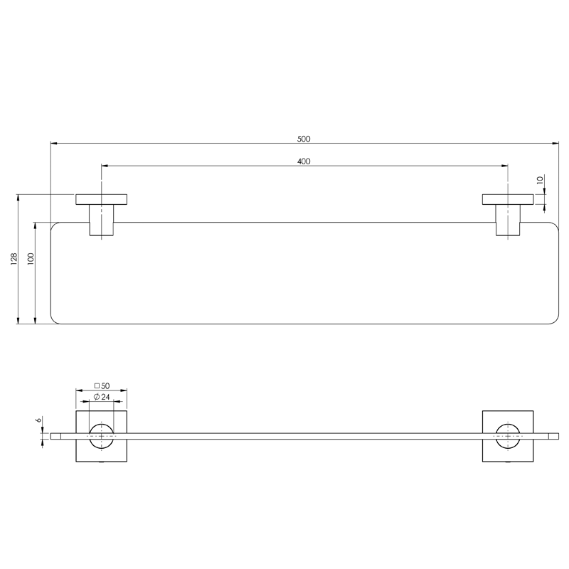 Phoenix Radii Glass Shelf with Square Plate - Chrome