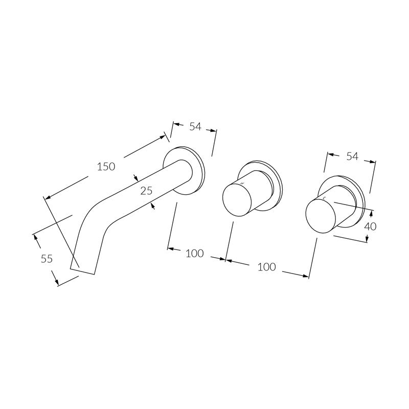 Sussex Circa Wall Basin Hostess System 150mm Chrome Specification