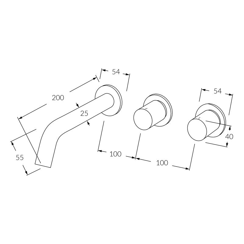 Sussex Circa Wall Basin Hostess System 200mm Chrome Specification