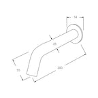 Sussex Circa Wall Basin Outlet 200mm Chrome Specification