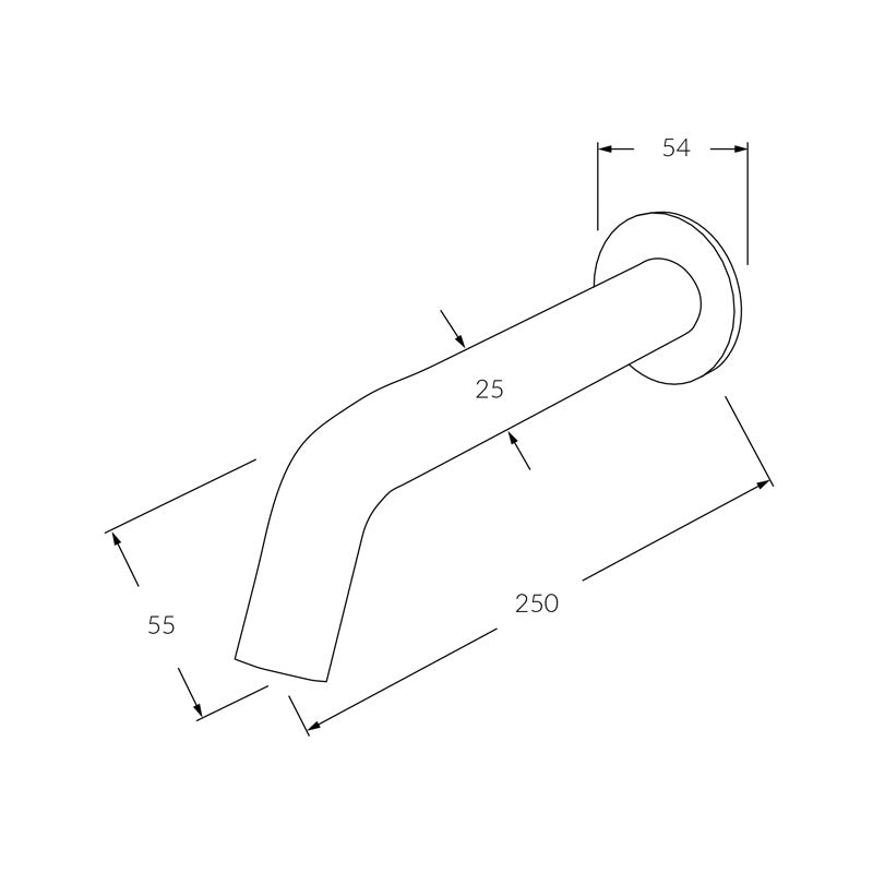 Sussex Circa Wall Basin Outlet 250mm Chrome Specification