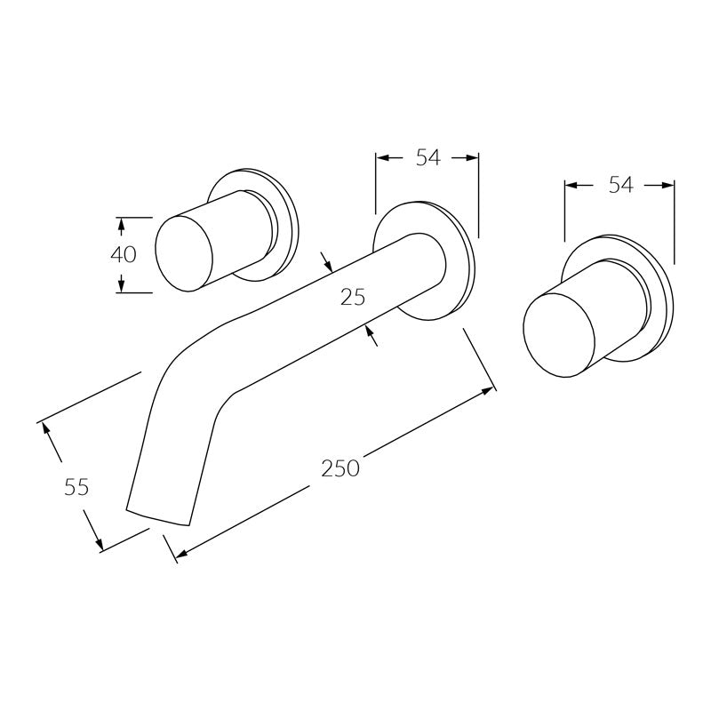 Sussex Circa Wall Basin Set 250mm Chrome Specification