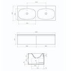 Flow 1200 Twin Wall Mounted Cabinet and Wash Basin Specifications 