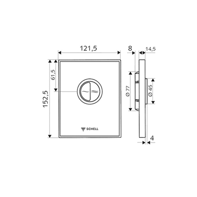 Schell Ambition Eco WC Flush Plate | White Glass + Specifications 