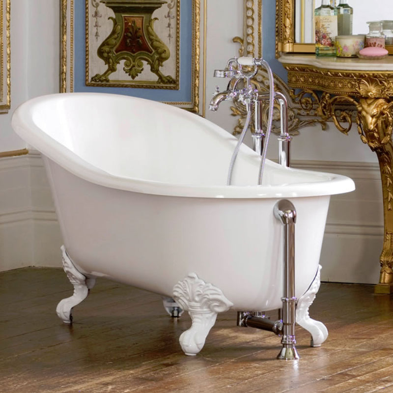 Victoria + Albert Shropshire 1540mm Freestanding Bath - Gloss White With Polished Nickel Feet - SHR-N-SW-NO + FT-SHR-PN