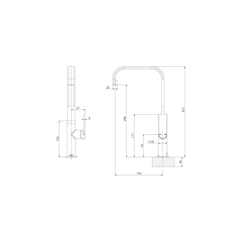Phoenix Teel Sink Mixer 200mm Squareline specifications