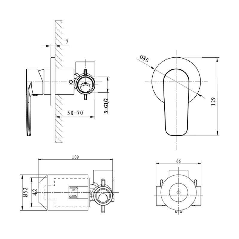 Argent Pace Shower Mixer Trim - Chrome Specification