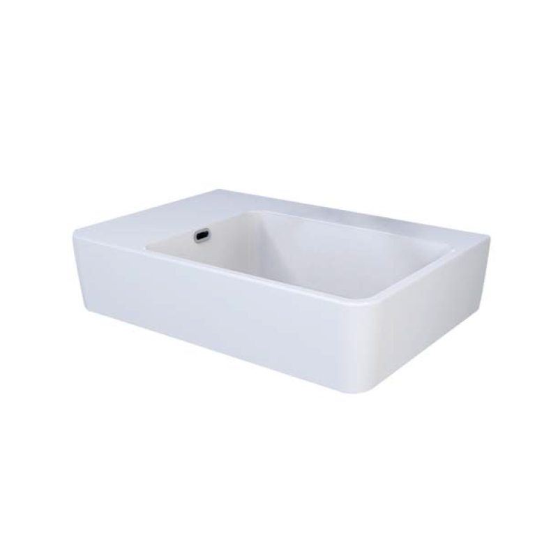 Parisi Quasar 65 Wall Basin with Left Hand Shelf - No Tap Hole - Gloss White - SMQU650L/S