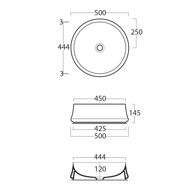 Parisi Sharp 50 Round Bench Basin