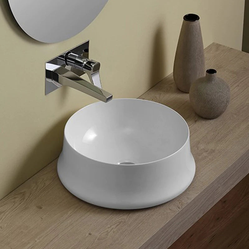 Parisi Simas Sharp 42 Round Bench Basin - Gloss White - SMSH02