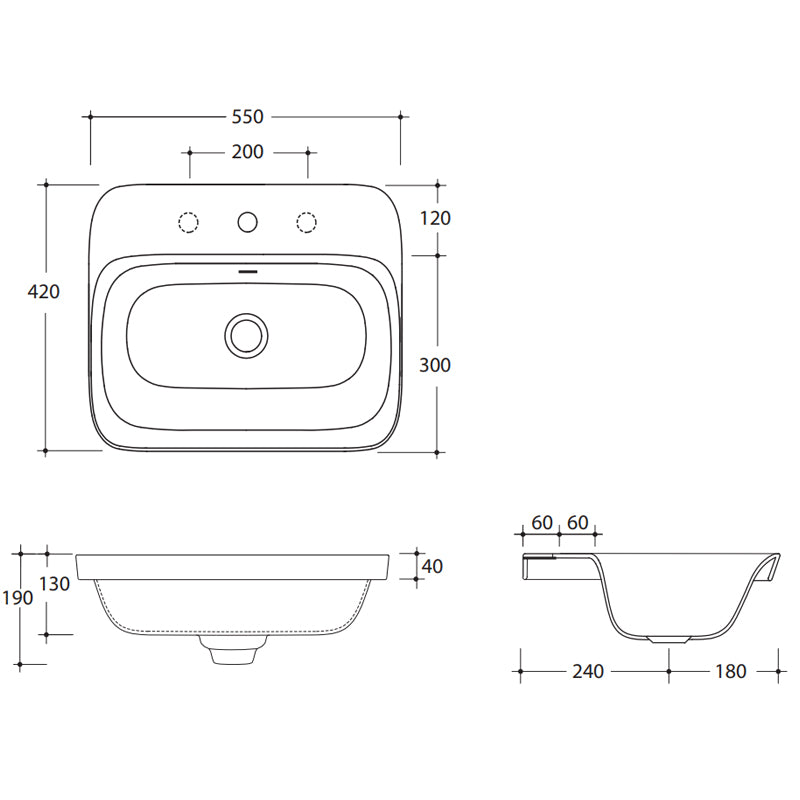 Studio Bagno Soul 4 Inset Basin - Gloss White - NTH