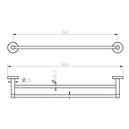 PLD Solo 600mm Double Towel Rail - Specification